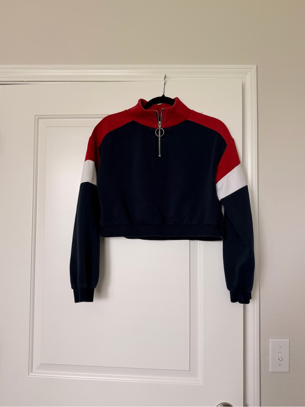 Divided Red & Navy Colorblock Half-Zip Pullover